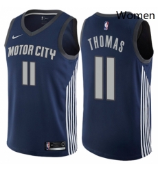 Womens Nike Detroit Pistons 11 Isiah Thomas Swingman Navy Blue NBA Jersey City Edition
