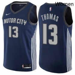 Womens Nike Detroit Pistons 13 Khyri Thomas Swingman Navy Blue NBA Jersey City Edition 