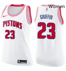 Womens Nike Detroit Pistons 23 Blake Griffin Swingman WhitePink Fashion NBA Jersey 