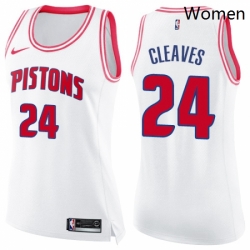 Womens Nike Detroit Pistons 24 Mateen Cleaves Swingman WhitePink Fashion NBA Jersey