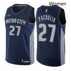 Womens Nike Detroit Pistons 27 Zaza Pachulia Swingman Navy Blue NBA Jersey City Edition 