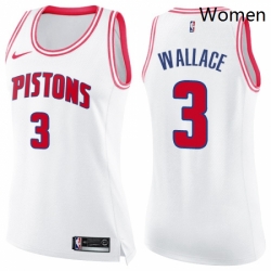 Womens Nike Detroit Pistons 3 Ben Wallace Swingman WhitePink Fashion NBA Jersey