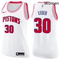 Womens Nike Detroit Pistons 30 Jon Leuer Swingman WhitePink Fashion NBA Jersey 