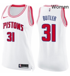 Womens Nike Detroit Pistons 31 Caron Butler Swingman WhitePink Fashion NBA Jersey
