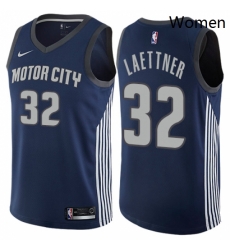 Womens Nike Detroit Pistons 32 Christian Laettner Swingman Navy Blue NBA Jersey City Edition