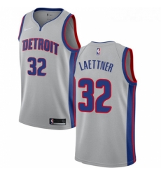 Womens Nike Detroit Pistons 32 Christian Laettner Swingman Silver NBA Jersey Statement Edition
