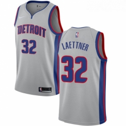 Womens Nike Detroit Pistons 32 Christian Laettner Swingman Silver NBA Jersey Statement Edition