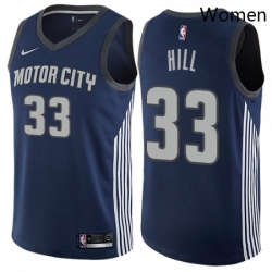 Womens Nike Detroit Pistons 33 Grant Hill Swingman Navy Blue NBA Jersey City Edition