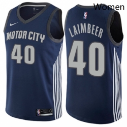 Womens Nike Detroit Pistons 40 Bill Laimbeer Swingman Navy Blue NBA Jersey City Edition