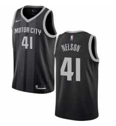 Womens Nike Detroit Pistons 41 Jameer Nelson Swingman Black NBA Jersey City Edition 