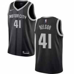 Womens Nike Detroit Pistons 41 Jameer Nelson Swingman Black NBA Jersey City Edition 