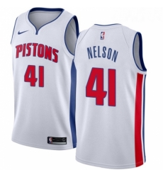 Womens Nike Detroit Pistons 41 Jameer Nelson Swingman White NBA Jersey Association Edition 
