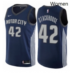 Womens Nike Detroit Pistons 42 Jerry Stackhouse Swingman Navy Blue NBA Jersey City Edition