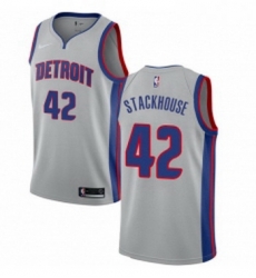 Womens Nike Detroit Pistons 42 Jerry Stackhouse Swingman Silver NBA Jersey Statement Edition