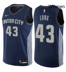 Womens Nike Detroit Pistons 43 Grant Long Swingman Navy Blue NBA Jersey City Edition