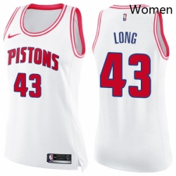 Womens Nike Detroit Pistons 43 Grant Long Swingman WhitePink Fashion NBA Jersey