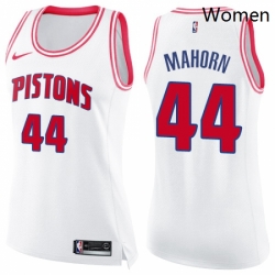 Womens Nike Detroit Pistons 44 Rick Mahorn Swingman WhitePink Fashion NBA Jersey