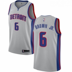 Womens Nike Detroit Pistons 6 Bruce Brown Jr Swingman Silver NBA Jersey Statement Edition 