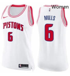 Womens Nike Detroit Pistons 6 Terry Mills Swingman WhitePink Fashion NBA Jersey