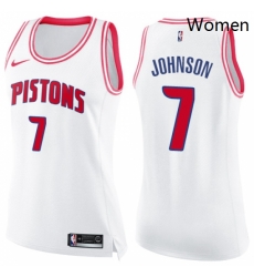 Womens Nike Detroit Pistons 7 Stanley Johnson Swingman WhitePink Fashion NBA Jersey