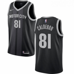 Womens Nike Detroit Pistons 81 Jose Calderon Swingman Black NBA Jersey City Edition 
