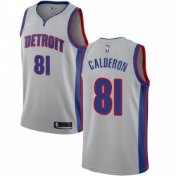 Womens Nike Detroit Pistons 81 Jose Calderon Swingman Silver NBA Jersey Statement Edition 