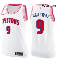Womens Nike Detroit Pistons 9 Langston Galloway Swingman WhitePink Fashion NBA Jersey 
