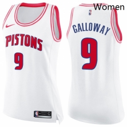 Womens Nike Detroit Pistons 9 Langston Galloway Swingman WhitePink Fashion NBA Jersey 