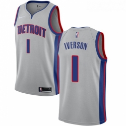 Youth Nike Detroit Pistons 1 Allen Iverson Authentic Silver NBA Jersey Statement Edition