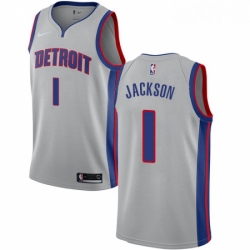 Youth Nike Detroit Pistons 1 Reggie Jackson Authentic Silver NBA Jersey Statement Edition