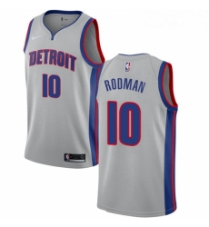 Youth Nike Detroit Pistons 10 Dennis Rodman Swingman Silver NBA Jersey Statement Edition