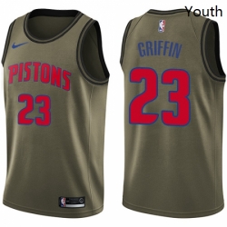 Youth Nike Detroit Pistons 23 Blake Griffin Swingman Green Salute to Service NBA Jersey 