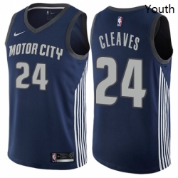 Youth Nike Detroit Pistons 24 Mateen Cleaves Swingman Navy Blue NBA Jersey City Edition