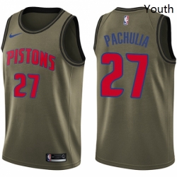 Youth Nike Detroit Pistons 27 Zaza Pachulia Swingman Green Salute to Service NBA Jersey 
