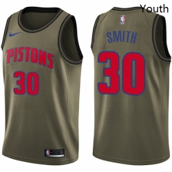 Youth Nike Detroit Pistons 30 Joe Smith Swingman Green Salute to Service NBA Jersey