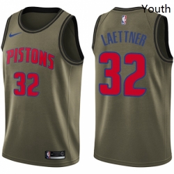 Youth Nike Detroit Pistons 32 Christian Laettner Swingman Green Salute to Service NBA Jersey