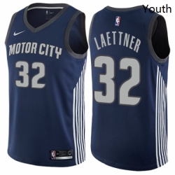 Youth Nike Detroit Pistons 32 Christian Laettner Swingman Navy Blue NBA Jersey City Edition