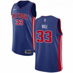 Youth Nike Detroit Pistons 33 Grant Hill Authentic Royal Blue Road NBA Jersey Icon Edition