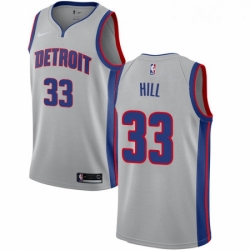 Youth Nike Detroit Pistons 33 Grant Hill Authentic Silver NBA Jersey Statement Edition