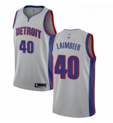Youth Nike Detroit Pistons 40 Bill Laimbeer Authentic Silver NBA Jersey Statement Edition