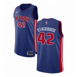 Youth Nike Detroit Pistons 42 Jerry Stackhouse Authentic Royal Blue Road NBA Jersey Icon Edition