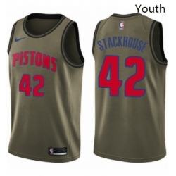 Youth Nike Detroit Pistons 42 Jerry Stackhouse Swingman Green Salute to Service NBA Jersey