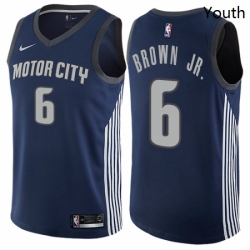 Youth Nike Detroit Pistons 6 Bruce Brown Jr Swingman Navy Blue NBA Jersey City Edition 