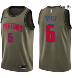 Youth Nike Detroit Pistons 6 Terry Mills Swingman Green Salute to Service NBA Jersey