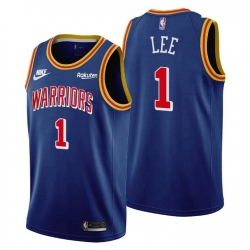 Men Golden State Warriors 1 Damion Lee Men Nike Releases Classic Edition NBA 75th Anniversary Jersey Blue