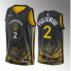 Men Golden State Warriors 2 Brandin Podziemski Black 2023 Draft City Edition Swingman Stitched Basketball Jersey