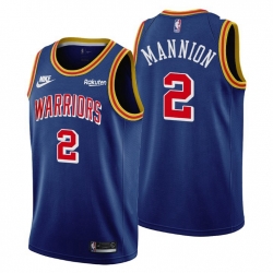 Men Golden State Warriors 2 Nico Mannion Men Nike Releases Classic Edition NBA 75th Anniversary Jersey Blue