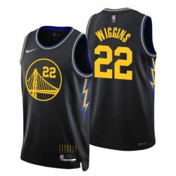 Men Golden State Warriors 22 Andrew Wiggins 2021 22 City Edition Black 75th Anniversary Stitched Basketball Jersey