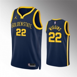 Men Golden State Warriors 22 Andrew Wiggins Navy Statement EditionStitched Jersey