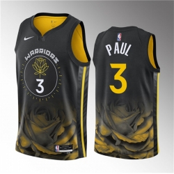 Men Golden State Warriors 3 Chris Paul Black City Edition Stitched Basketball Jersey